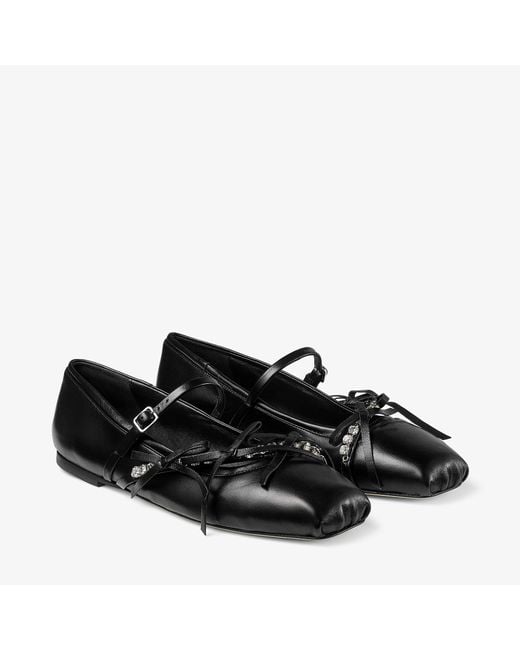Jimmy Choo Black Leather Ballerinas "Loli"