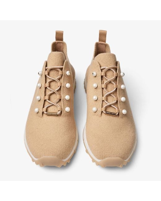 Jimmy Choo Natural Veles Cashmere Knitted Trainers