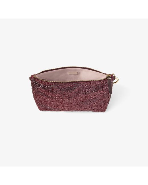 Jimmy Choo Purple Callie Crystal-Embellished Satin Clutch Bag