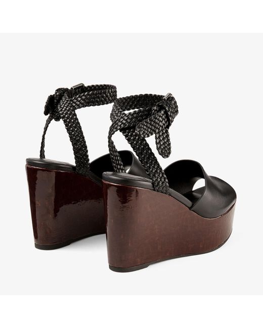 Jimmy Choo Brown Jori 100 Leather Wedge Sandals