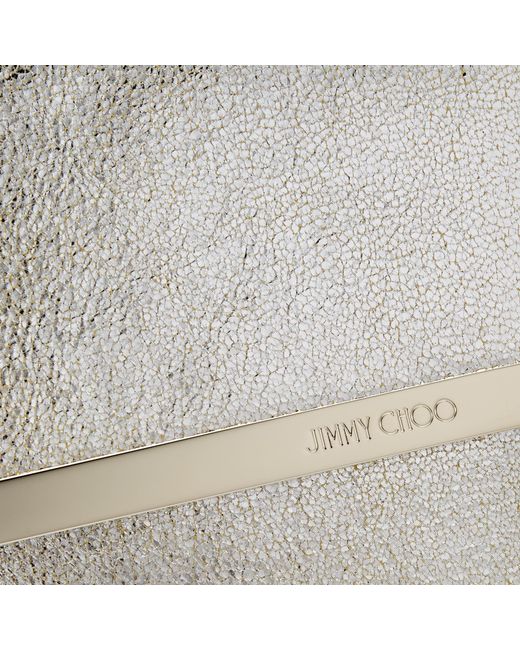 Jimmy Choo Erica Champagne Glitter Leather Clutch Bag in Metallic