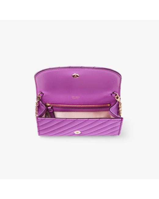 Jimmy Choo Purple Curve Wallet With Chain