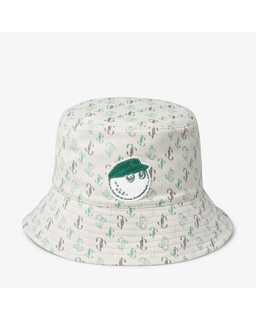 Jimmy Choo White Malbon 2.0 Monogram Bucket Hat