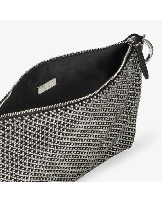 Jimmy Choo Black Callie Crystal-embellished Suede Clutch
