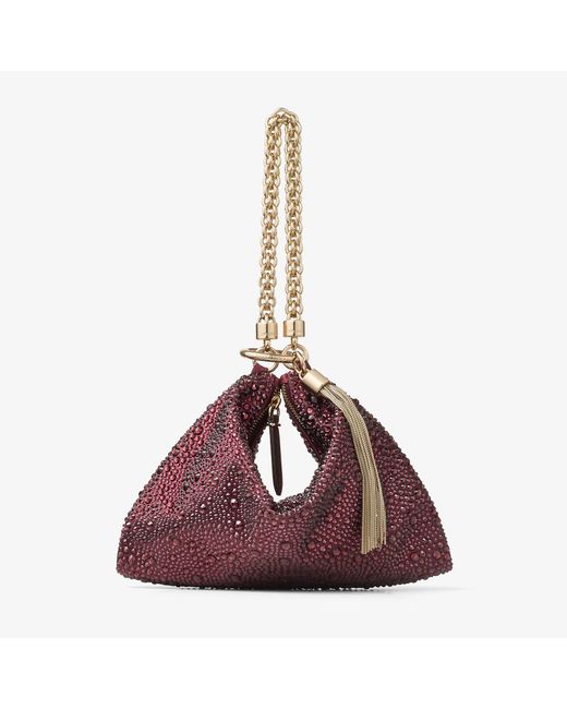 Jimmy Choo Purple Callie Crystal-Embellished Satin Clutch Bag
