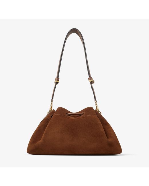 Jimmy Choo Brown Cinch Suede Shoulder Bag