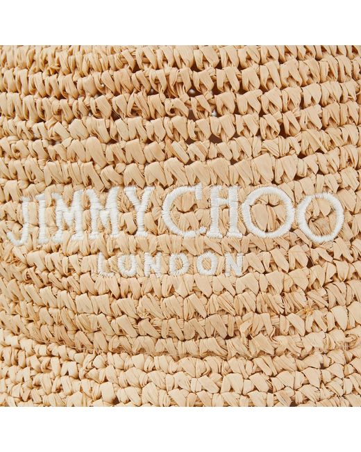 Jimmy Choo Natural Raffia Atena Bucket Hat