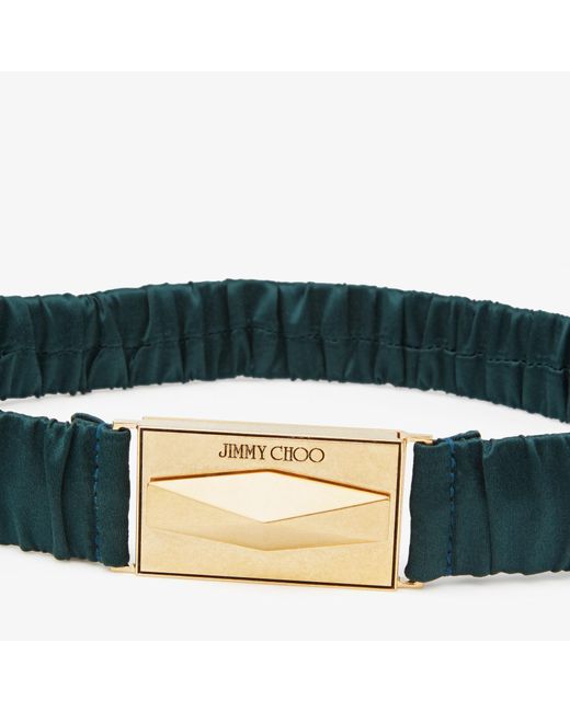 Jimmy Choo Green Diamond ruched belt