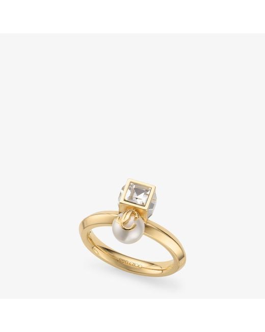 Jimmy Choo Metallic Jc Pearl Cube Ring