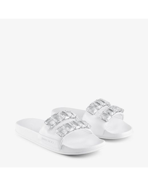 Jimmy Choo White Fitz Crystal
