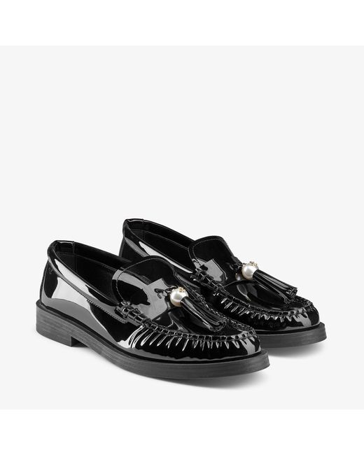 Jimmy Choo Black Patent Leather Addie Loafers