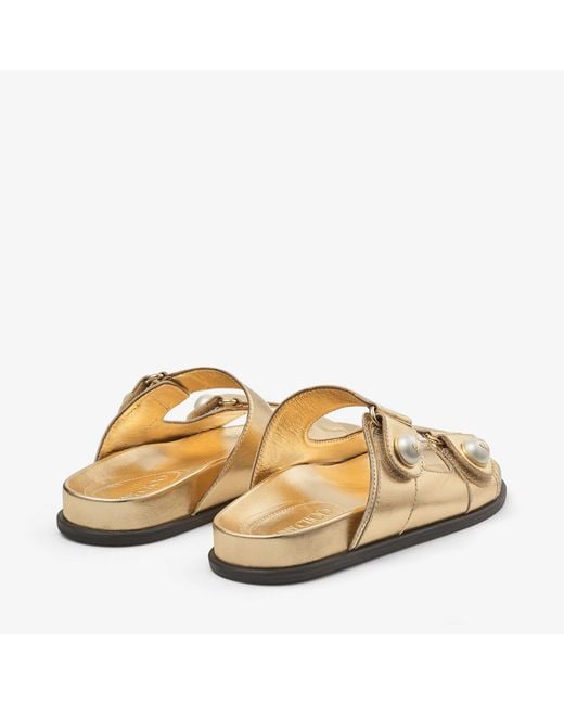 Jimmy Choo Natural Fayence Metallic-Leather Sandals