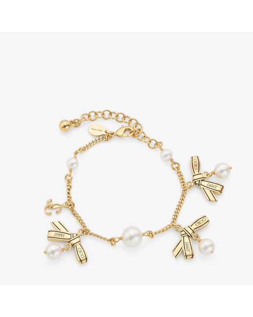 Jimmy Choo Metallic Multi Charm Ribbon Bracelet