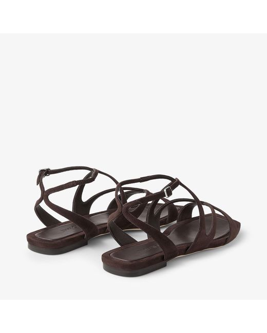 Jimmy Choo Brown Ayla Flat Suede Leather Sandals