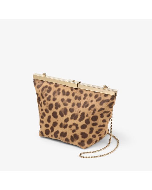 Jimmy Choo Brown Ganache Leopard-Print Pony Hair-Leather Clutch Bag