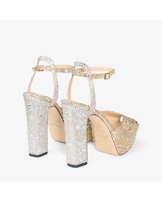 Jimmy Choo Metallic Sacaria 120 Embellished Platform Sandals