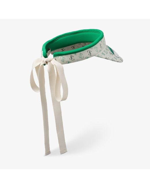Jimmy Choo Green Malbon 2.0 Monogram Visor
