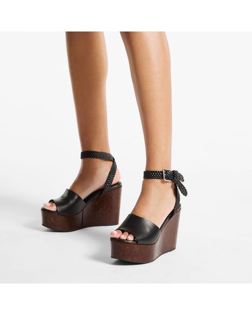 Jimmy Choo Brown Jori 100 Leather Wedge Sandals
