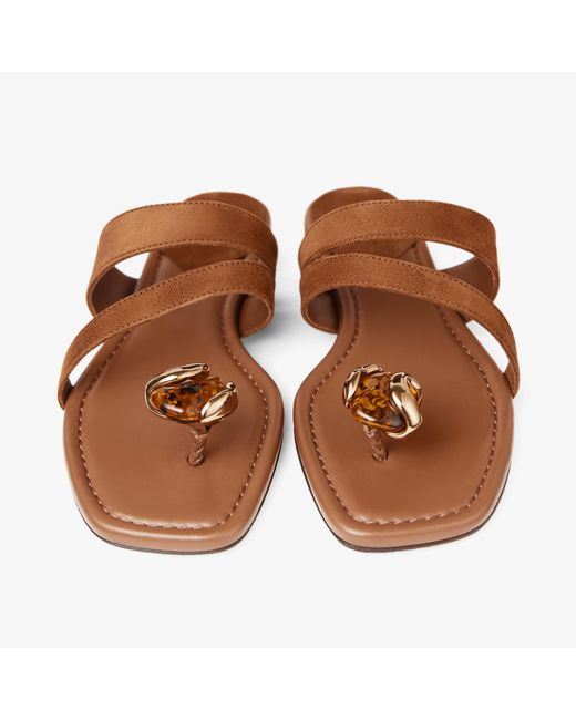 Jimmy Choo Brown Emeri Stone Flat