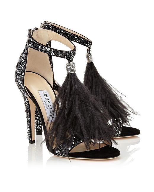 JIMMY CHOO VIOLA MIX エリカ ラメクラッチ Jimmy Choo Viola 110 Feather Crystal Embellished Heels Size