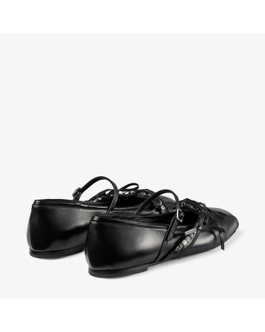 Jimmy Choo Black Leather Ballerinas "Loli"