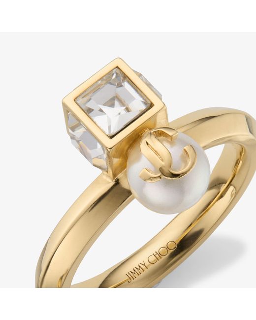 Jimmy Choo Metallic Jc Pearl Cube Ring