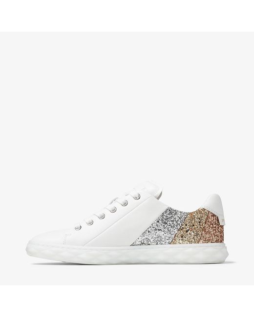 Jimmy Choo White Diamond Light Glitter-embellished Sneakers