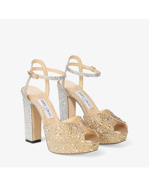 Jimmy Choo Metallic Sacaria 120 Embellished Platform Sandals