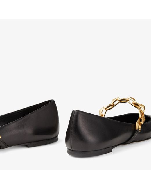 Jimmy Choo Black Diamond Tilda Chain-Embellished Leather Flats