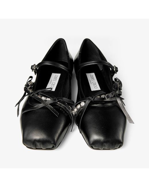 Jimmy Choo Black Leather Ballerinas "Loli"