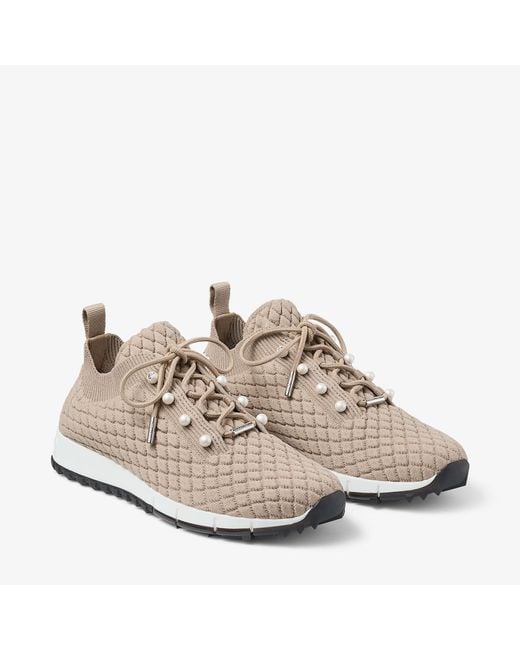 Jimmy Choo Natural Veles Knitted Sneakers