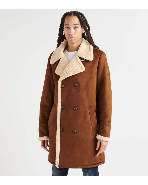 mens guess faux shearling overcoat