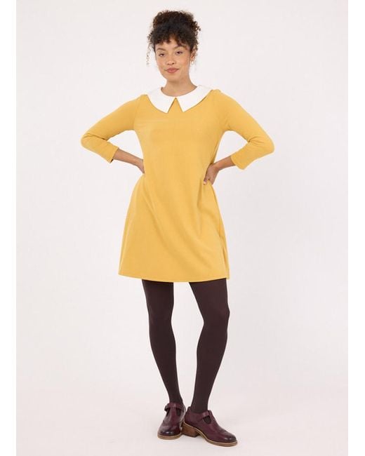 Joanie Yellow Clothing Suzy Contrast Collar Jersey Swing Dress