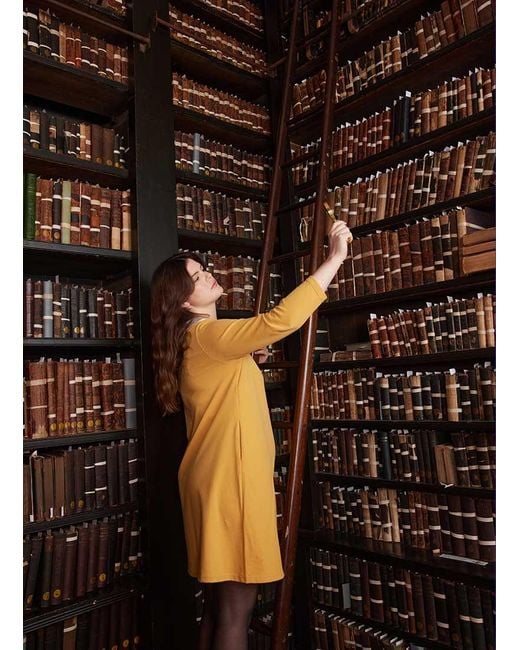 Joanie Yellow Clothing Suzy Contrast Collar Jersey Swing Dress