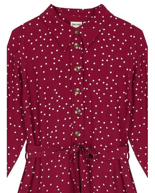Joanie Red Clothing Mina Spot Print Button-Down Midi Dress