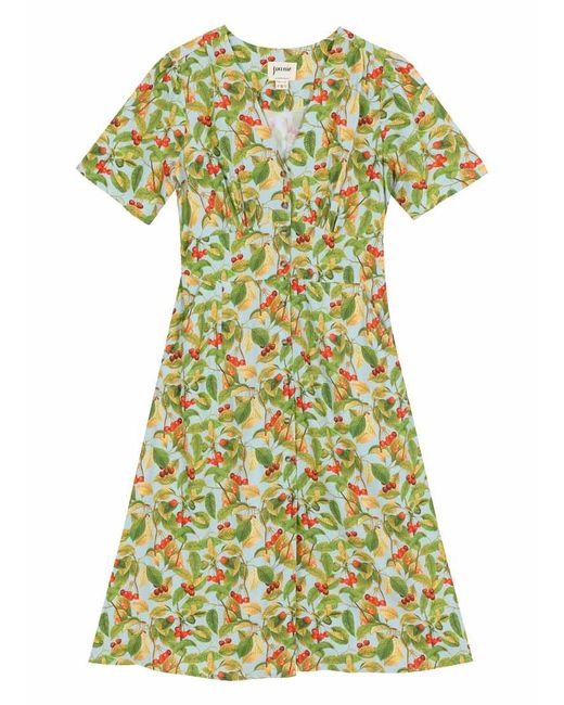 Joanie Blue Clothing Manon Cherry Print Button-Through Tea Dress