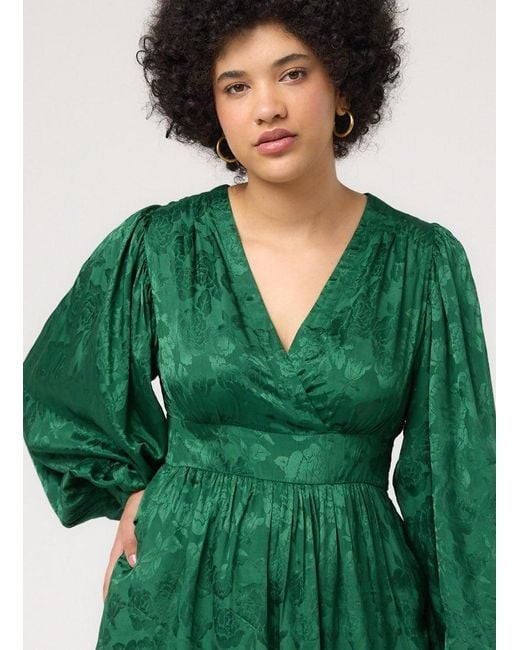 Joanie Green Clothing Victoria Floral Damask Balloon Sleeve Midaxi Dress