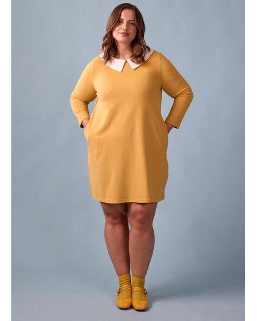 Joanie Yellow Clothing Suzy Contrast Collar Jersey Swing Dress