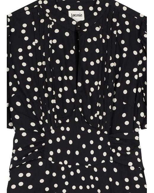Joanie Black Clothing Delia Polka Dot Print Mini Tea Dress