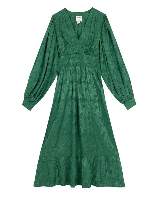 Joanie Green Clothing Victoria Floral Damask Balloon Sleeve Midaxi Dress