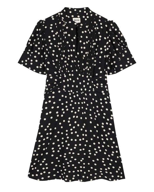 Joanie Black Clothing Delia Polka Dot Print Mini Tea Dress