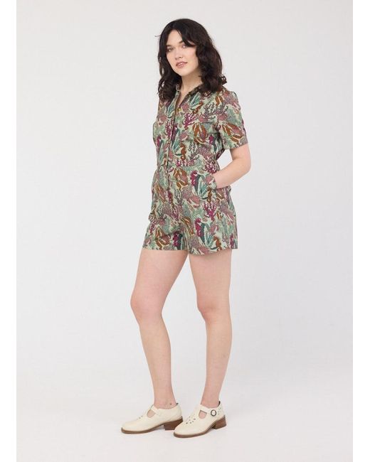 Joanie Purple Clothing Aisling Sea Life Print Playsuit- Uk