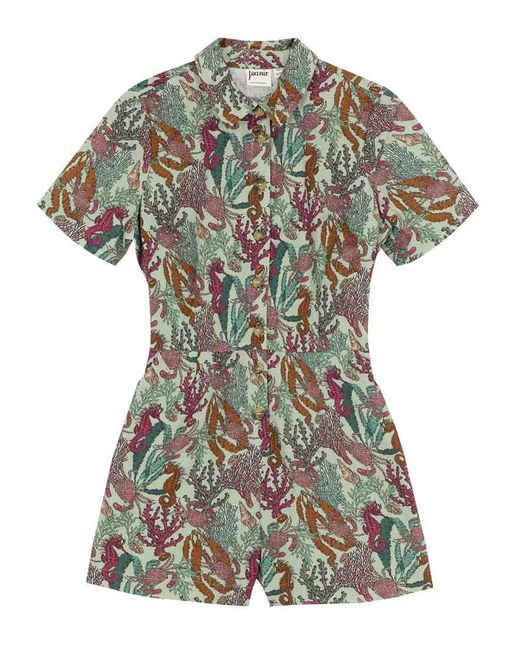 Joanie Purple Clothing Aisling Sea Life Print Playsuit- Uk