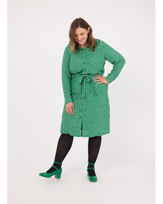 Joanie Green Clothing Mina Spot Print Button-Down Midi Dress