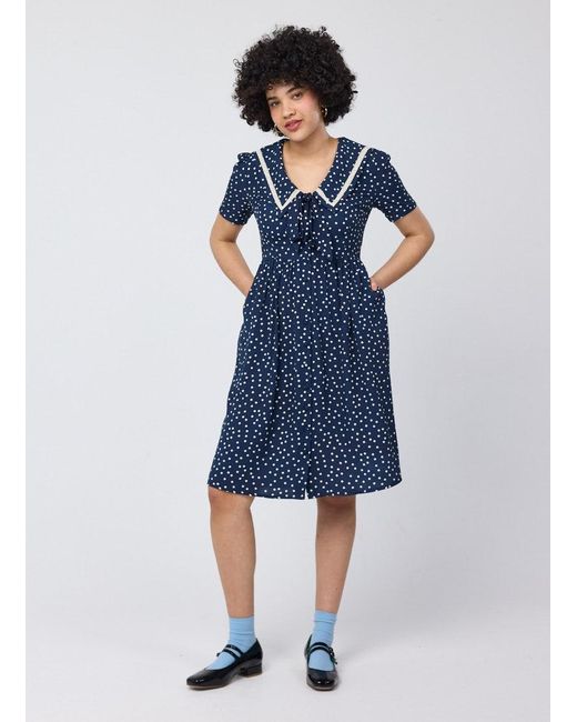 Joanie Green Clothing Everlene Polka Dot Sailor Midi Dress