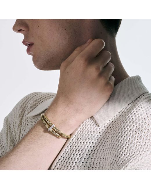 John Hardy Metallic Spear Pavé Flex Cuff Bracelet In 14k Gold for men