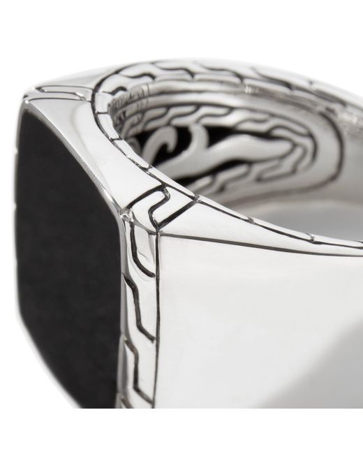 John Hardy Black Carved Signet Ring In Sterling Silver for men