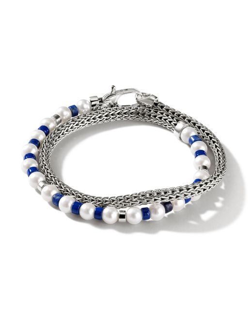 John Hardy Blue Colorblock Wrap Bracelet In Sterling Silver, Large