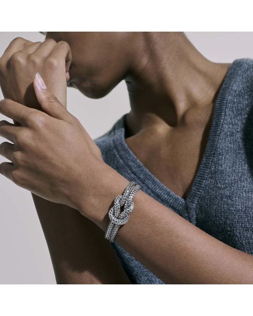 John Hardy Metallic Love Knot 3.5mm-5mm Bracelet In Sterling Silver for men