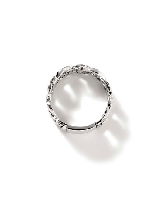 John Hardy White Curb Link Band Ring In Sterling Silver for men